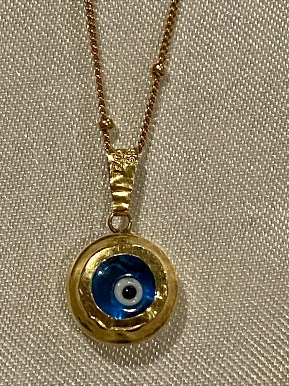 Gold Blue Evil Eye Pendant Necklace 14k